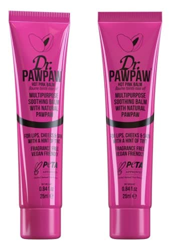 Image of Dr. PAWPAW Pink Multi-Purpose Balm, Lip Balm, Skin Highlighter, Hydrating, Nourishing, 25ml x2 Multipack, Vegan, Ethical