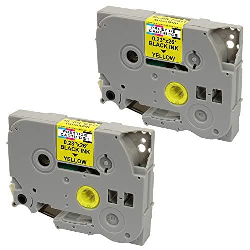 Image of 2X Compatible Label Tapes TZ-611 TZe-611 Black on Yellow 6mm x 8m for PT-1000 1005 1010 3600 9600 D210 D210VP D600VP E100 E300VP E550WVP H101C H101GB H105 H110 H300 H500 P700 P750W