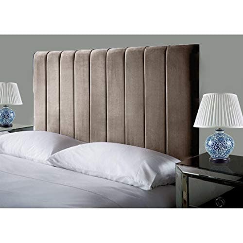 Image of Affordable Luxury Portland Lined Headboards in Elegant Plush Velvet Fabric, for Divan Beds, Bedroom and Hotel Furniture(5FT King- Height 24", Mink)