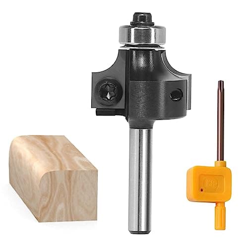 Image of Sinoprotools Round Over Router Bits 1/4 Inch Shank,1/4'' Radius with Ball Bearing and Replaceable Insert Blades,Corner Rounding Edge-Forming Milling Cutter for Woodworking