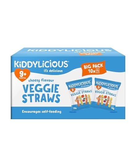 Image of Kiddylicious Cheesy Veggie Straws Box - Delicious Snacks for Kids - Suitable for 9+ Months - 10 Packs