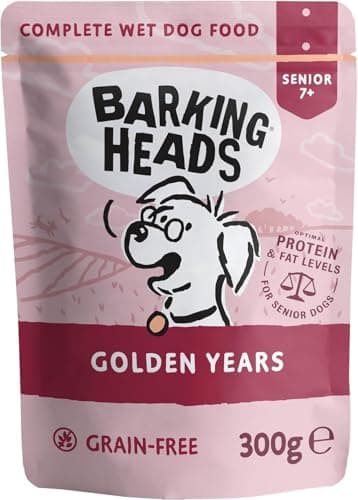 Image of Barking Heads Wet Dog Food for Senior Dogs - Golden Years - Free-Run Chicken & Salmon - No Artificial Flavours - Grain-Free Recipe with Optimal Protein & Fat Levels for Senior Dogs (10 x 300 g)