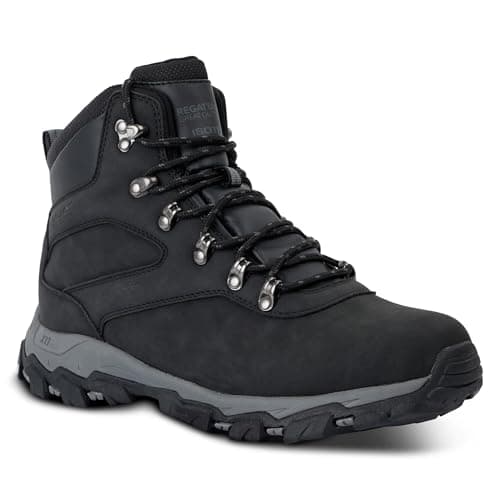 Image of Regatta Men's Holcombe Classic Walking Boots Water Resistant Padded Durable Hiking Footwear Black