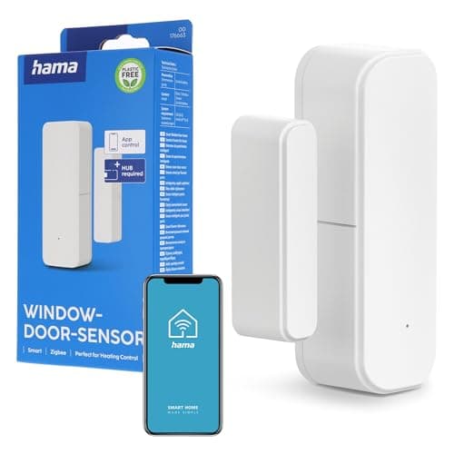 Image of Hama Door Window Sensor Zigbee (Smart Magnetic Contact for Heating Thermostat, Security System, Surveillance - Works with Alexa, Google Assistant, Siri)