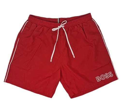 Image of BOSS Men's Starfish Swim Shorts in Bright Red (UK, Alpha, L, Regular, Regular, Bright Red)