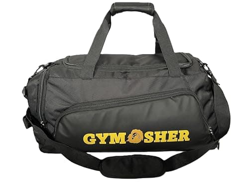 Image of GYM SHER Gym & Sports Duffle Holdall Bag for Men with Shoe Compartment and Wet Pocket. Ideal for Gym, Sports, Swimming, Leisure, and Travel Luggage, Waterproof, Large Capacity 58cm x 26cm x 26cm