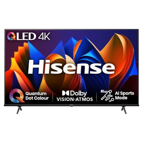 Image of Hisense 65 Inch 4K QLED Smart TV 65E77NQTUK - Quantum Dot Colour, 4K AI Processor, Dolby Vision Atmos, Smooth Motion, Sports Mode, Vidaa OS with Freely, Youtube, Netflix and Disney+ (2024 Model)