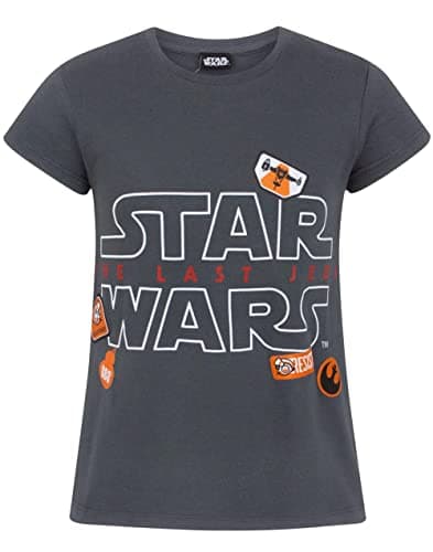 Image of Star Wars T-Shirt Kids | Girls The Last Jedi Badges Grey Top 11-12 Years