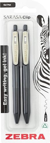Image of ZEBRA Pen SARASA Gel CLIP Vintage Black Ink Retractable Gel Pen 2 Pk - 0.7mm Black Gel Pens, Acid-Free, Water-Resistant, Rapid Dry, Archival Quality, Refillable Gel Pens with Alligator Clip