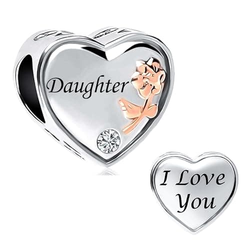 Image of SBI Jewelry Heart I Love You Daughter Charm for Pandora Charm Bracelet Necklaces Pendant Bead Gifts for Women Birthday Jewellery Gift from Mum Dad