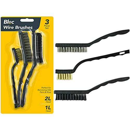 Image of 3 x Pieces Wire Brush Hand Set Rust Old Paint Removal Nylon Steel Brass Copper Bristles Tool DIY Home Garden Garage Office Brushes Clean Surface Casual Use UK FREE P&P