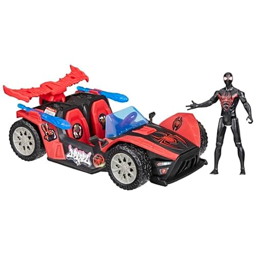 Image of Marvel Spider-Man VenomVersus Epic World of Action Miles Morales Remix Blast Racer Figure & Toy Car, Super Hero Toys, 4+, Red