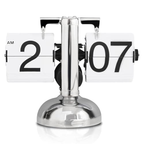 Image of HERCHR Flip Desk Clock Automatic Flip Retro Table Clock Automatic Turning Digital Display Retro Flipclock Minimalist Single Foot Mechanical Autoflip Deskclock for Home Livingroom