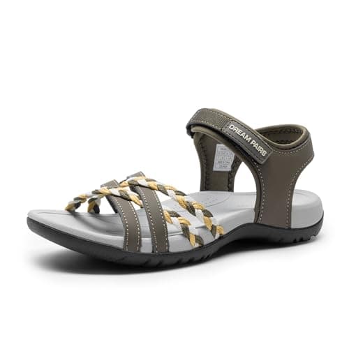 Image of DREAM PAIRS Women's Sandals Light Weight Hiking Sandals for Women Comfortable Athletic Quick-Drying Walking Hiking Water Sandals,Size 5,Khaki,DWUMST2504