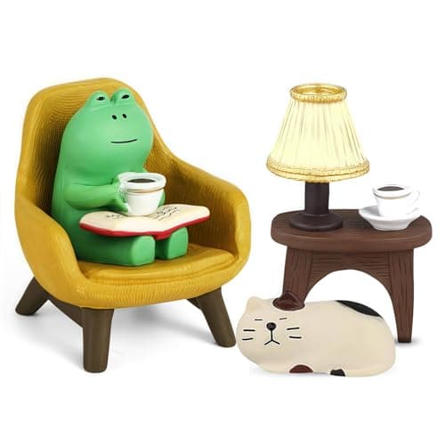 Image of Garden Ornaments Outdoor Frog Statue - 4Pcs Cute Stuff for Garden Decor & Desk Decor - Resin Frog Garden's Gifts for Mum, Novelty Funny Gifts