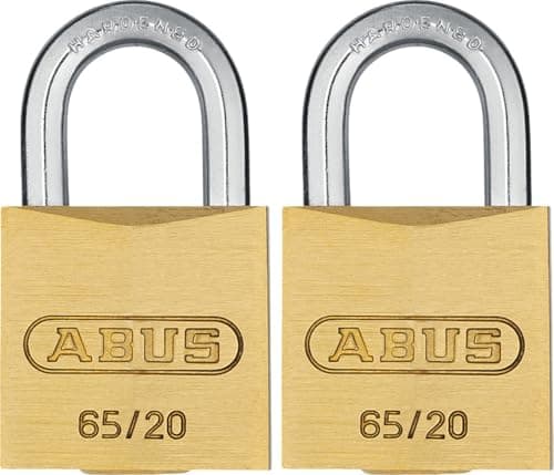 Image of ABUS padlock brass 65/20 - Set of 2, keyed alike - Suitcase lock - Solid brass lock body - Hardened steel shackle - ABUS security level 3