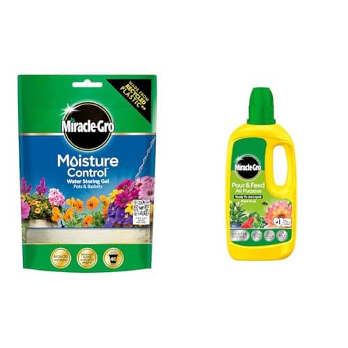 Image of Miracle-Gro Moisture Control Water Storing Gel for Pots & Baskets, 200g & Pour and Feed Liquid Plant Food, 1L