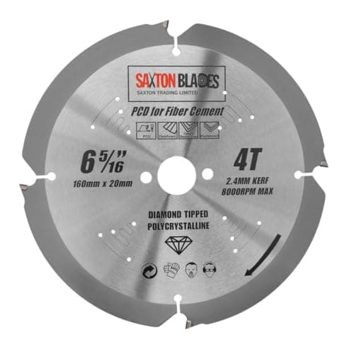 Image of Saxton PCD Circular Saw Blade, 160mm x 4 Teeth x 20mm Bore, Polycrystalline Diamond Tipped Fibre Cement Board, Hard Materials