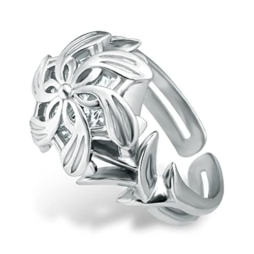 Image of bahamut Elven Queen Galadriel Nenya Sterling Silver Wedding Band Ring for Women Adjustable Open Rings Jewellery Gift (light silver)