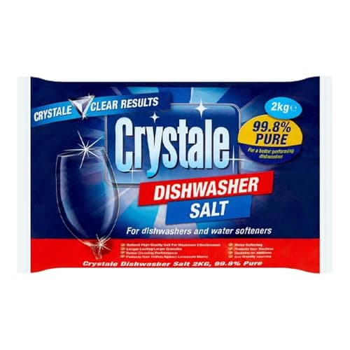 Image of Crystale Dishwasher Salt 2kg Pack of 1 in-Wash Cleaner Detergent Watermark Limescale Grease Remover Degreaser with Welari Thank You Card |(1pack) (2kg)
