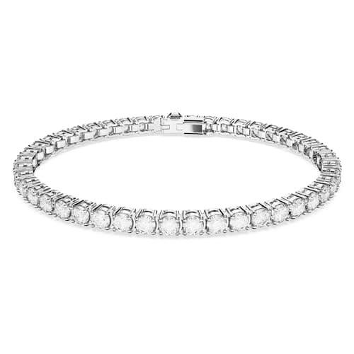 Image of Swarovski Matrix Tennis bracelet, Round cut, White, Rhodium plated, M