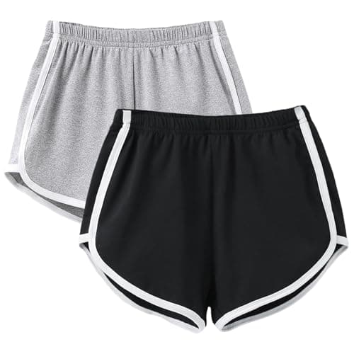 Image of InfiniZer 2 Pack Women's Shorts Soft Breathable Anti Chafing Mid Rise Black Shorts for Running Athletic Yoga Cycling (UK, Alpha, M, Regular, Regular, Black + Gray)