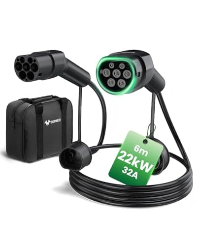 Image of GONEO Type 2 EV Charging Cable 22kW 32A 6M, 3-Phase Mode 3 Fast Charger Cable with Storage Bag, IP54 Waterproof, Compatible for Tesla/Audi/BMW/Volkswagen,etc