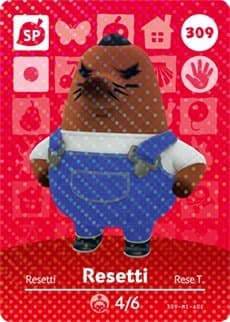 Image of Nintendo Resetti Animal Crossing Happy Home Designer Series 4 Amiibo Card - 309/400