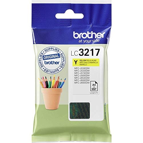 Image of Brother LC-3217Y Inkjet Cartridge, Yellow, Single Pack, Standard Yield, Includes 1 x Inkjet Cartridge, Genuine Supplies