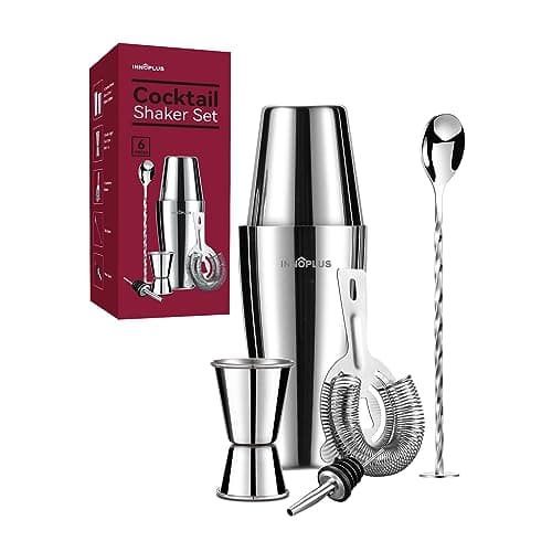 Image of Cocktail Shaker, Cocktail Shakers 800ml, Cocktail Making Set 6 Piece, Cocktail Shaker Kit with Strainer, Double Jigger, Bar Mixing Spoon, Boston Shaker Bartender Maker Martini sets