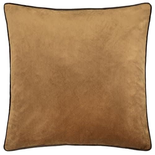 Image of furn. Meridian Cushion Cover – Luxury Contrast Piped Velvet Decorative Case (Caramel/Chocolate - 45x45cm)
