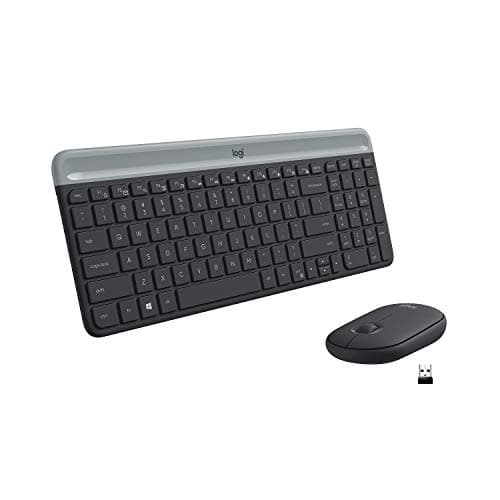 Image of Logitech MK470 Slim Wireless Keyboard & Mouse Combo for Windows, 2.4GHz Unifying USB-Receiver, Low Profile, Whisper-Quiet, Long Battery Life, Optical Mouse, PC/Laptop, QWERTY UK Layout - Black