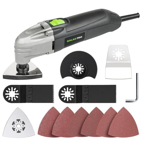Image of GALAX PRO 180W Oscillating Multi Tool, 22000 OPM,3 Degree Oscillating Angle with 3 Pieces Saw Blades, 1 Piece Semi Circle Blade Sanding Plate, 6 Pieces Sanding Papers for Sanding, Grinding
