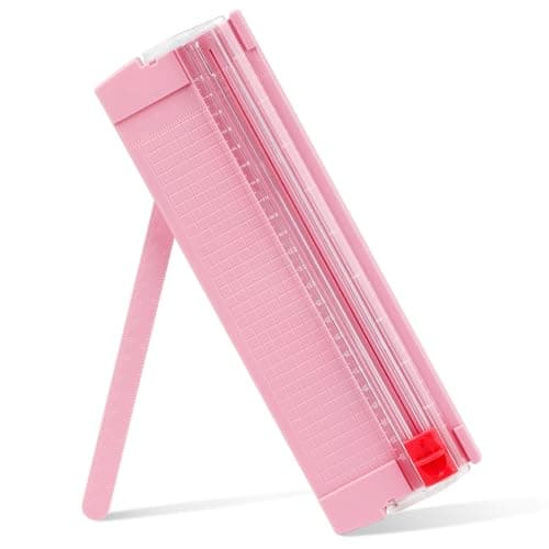 Image of Mini Paper Cutter,Paper Trimmer Guillotine A4 A5 with Automatic Security Safeguard for Paper Label Card, Craft Paper and Photos (Pink)