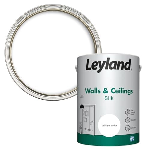 Image of Leyland Walls and Ceilings Paint Silk, Brilliant White, Coverage 13m2 per Litre- 5L