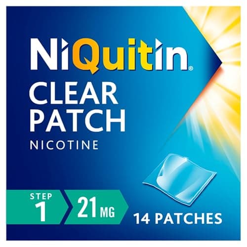 Image of NiQuitin 21mg Nicotine Patches (Step 1-14 Clear Patches) - 24 Hour Craving Control - 1 Week Treatment Patches to Quit Or Reduce - Discreet Transparent Stop Smoking & Vaping Aids