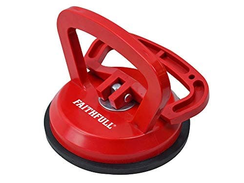 Image of Faithfull Single Pad Suction Lifter 120mm – Tile, Glass & Marble Lifting Tool for Tiling, Glazing, Installation & Flooring - ABS Plastic Body - Load Capacity 30kg Vertical / 15kg Horizontal