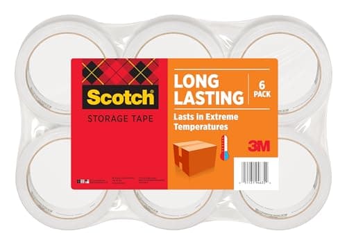 Image of Scotch Long Lasting Storage Packaging Tape, 1.88" x 54.6 yd, Designed for Storage and Packing, Stays Sealed in Weather Extremes, 3" Core, Clear, 6 Rolls (3650-6)