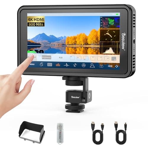 Image of Desview R5II Camera Field Monitor 5.5 inch, Touchscreen 4K HDMI High Brightness DSLR Camera Monitor with Sunshade Hood, 1920X1080 FHD Waveform 3D LUT Video Peaking Focus Assist