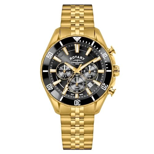 Image of Rotary Men's Apex 100 Chronograph 100M Water Resistance Gold Plated Stainless Steel Bracelet Watch