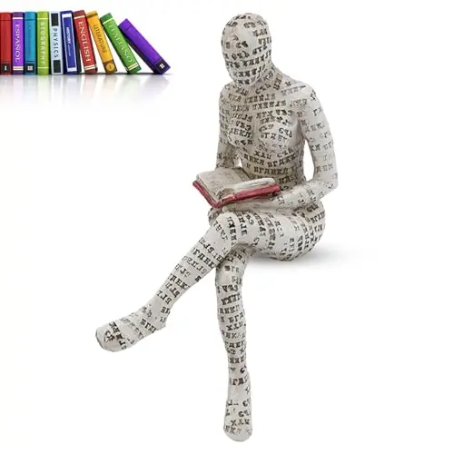 Image of Cyrank Reading Woman Figurine, Bookworm Sculpture Resin Abstract Thinker Sculpture, Resin Abstract Reading Figurine Sculptures Innovative Lady Reading Pulp Molding Thinker Statue Bookshelf Ornament