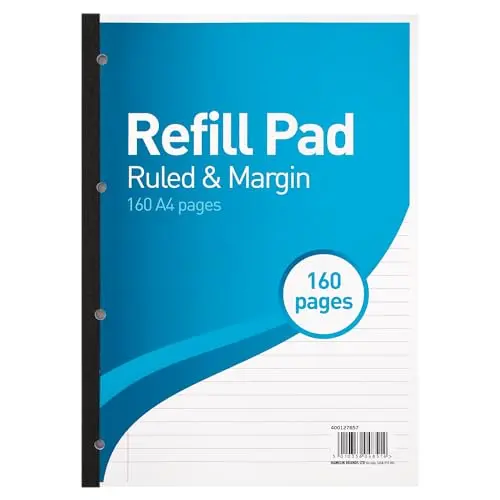 Image of SUMMIT A4 Lined Paper, Refill Pad, Ruled and Margin, 160 Page, Single Notepad