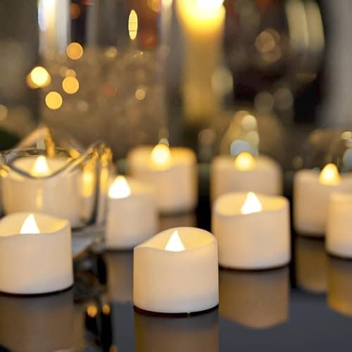 Image of Homemory 24 Pack LED Battery Operated Tea Light, Flameless Candles Flickering Bright, Long Last for Halloween, Wedding, Birthday, Home Decor