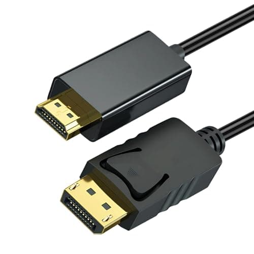 Image of 4K DP to HDMI Cable, 1.8M DP to HDMI Adapter 30Hz Uni-Directional DP to HDMI Cable Male to Male Gold Plated Plug Compatible with PC Monitor TV Projector HDTV Lenovo Laptop