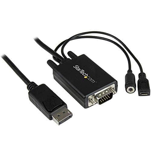 Image of StarTech.com 10 ft 3m DisplayPort to VGA Adapter Cable with Audio - DP to VGA Converter - 1920x1200 (DP2VGAAMM3M)