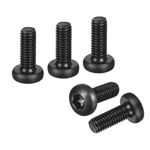 Image of DTGN M6x16mm Pan Head Torx Security Screw - 30Pack - Good for Machinery - Carbon Steel Button Head Torx Bolt Star Drive Security Fasteners - Black