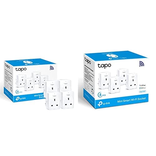 Image of TP-Link Tapo Smart Plug with Energy Monitoring (4-Pack), White & Tapo Smart Plug Wi-Fi Outlet, Works with Amazon Alexa (Echo and Echo Dot), Google Home, Wireless Smart Socket - Tapo P100 4-Pack