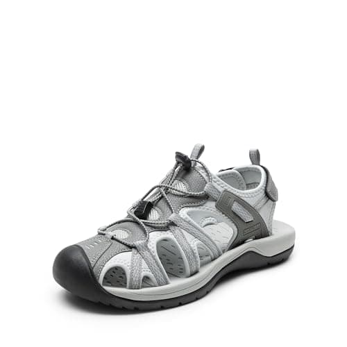 Image of DREAM PAIRS Men's Sandals Hiking Water Sport Athletic Beach Outdoor Comfortable Casual Closed Toe Summer Sandal Shoes,Size 8,Light Grey,DMUMST2505