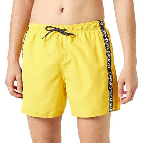 Image of Giorgio Armani spa Men's Boxer Denim Tape Swim Trunks, Corn, 46, Maize