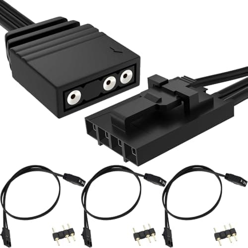 Image of HAAMNING7 4 Pin to 3 Pin RGB Adapter Cable for Corsair RGB, 5V 3Pin ARGB Device Connector Cord, Lighting Node CORE, Commander CORE and iCUE Commander CORE XT, Smart RGB Lighting (10cm/3.94in, 3pcs)